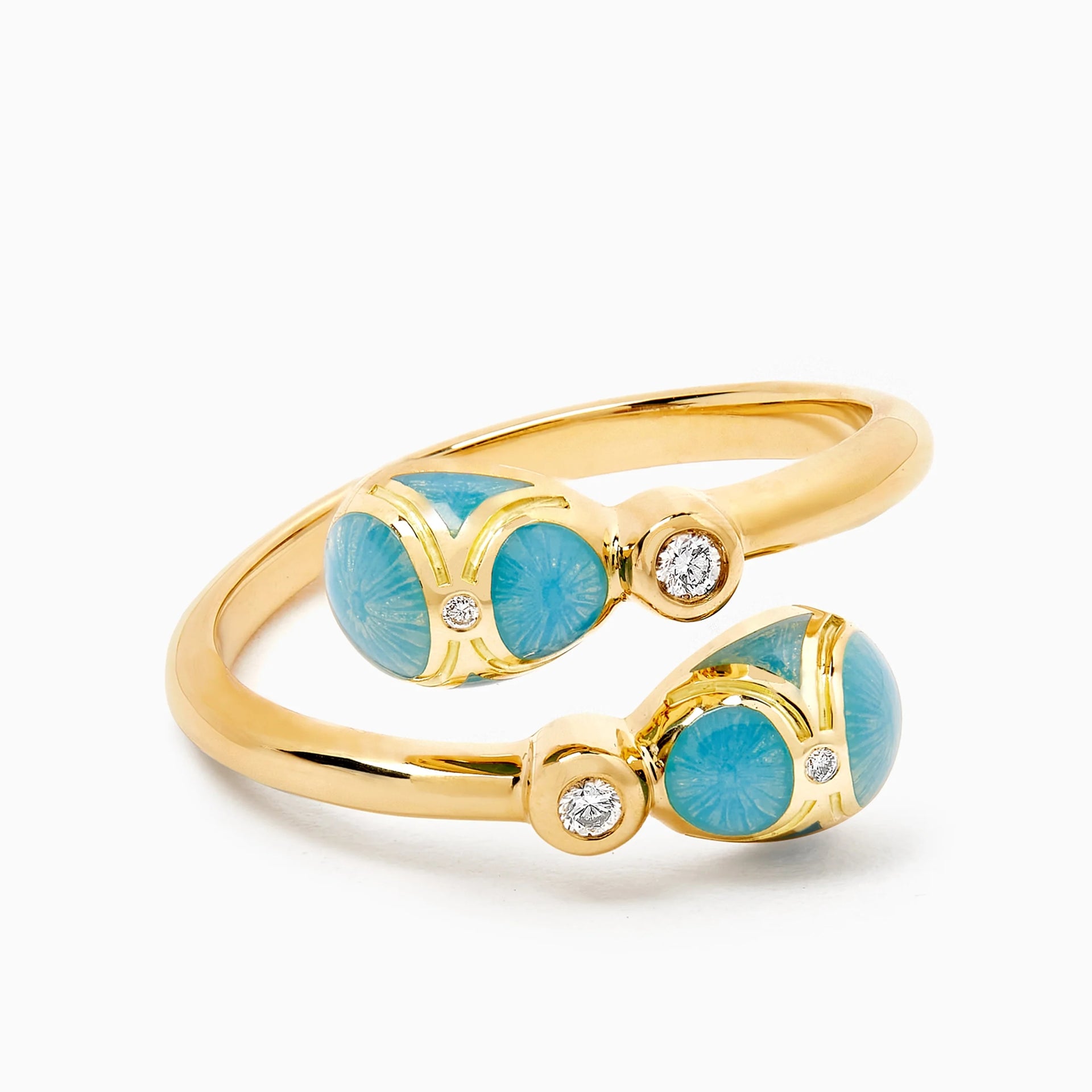 Guilloché Enamel Crossover Ring