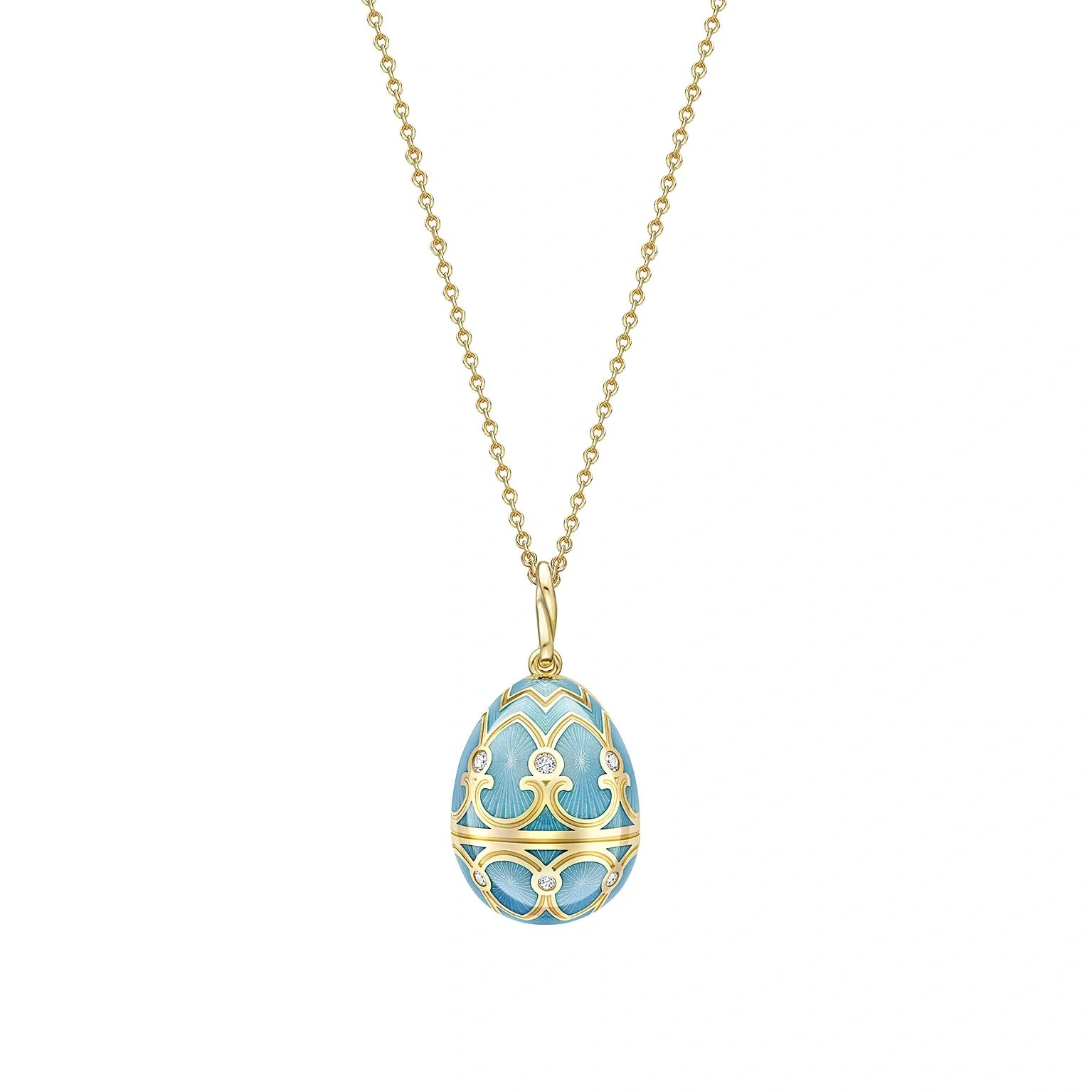 Guilloché Enamel Egg Pendant