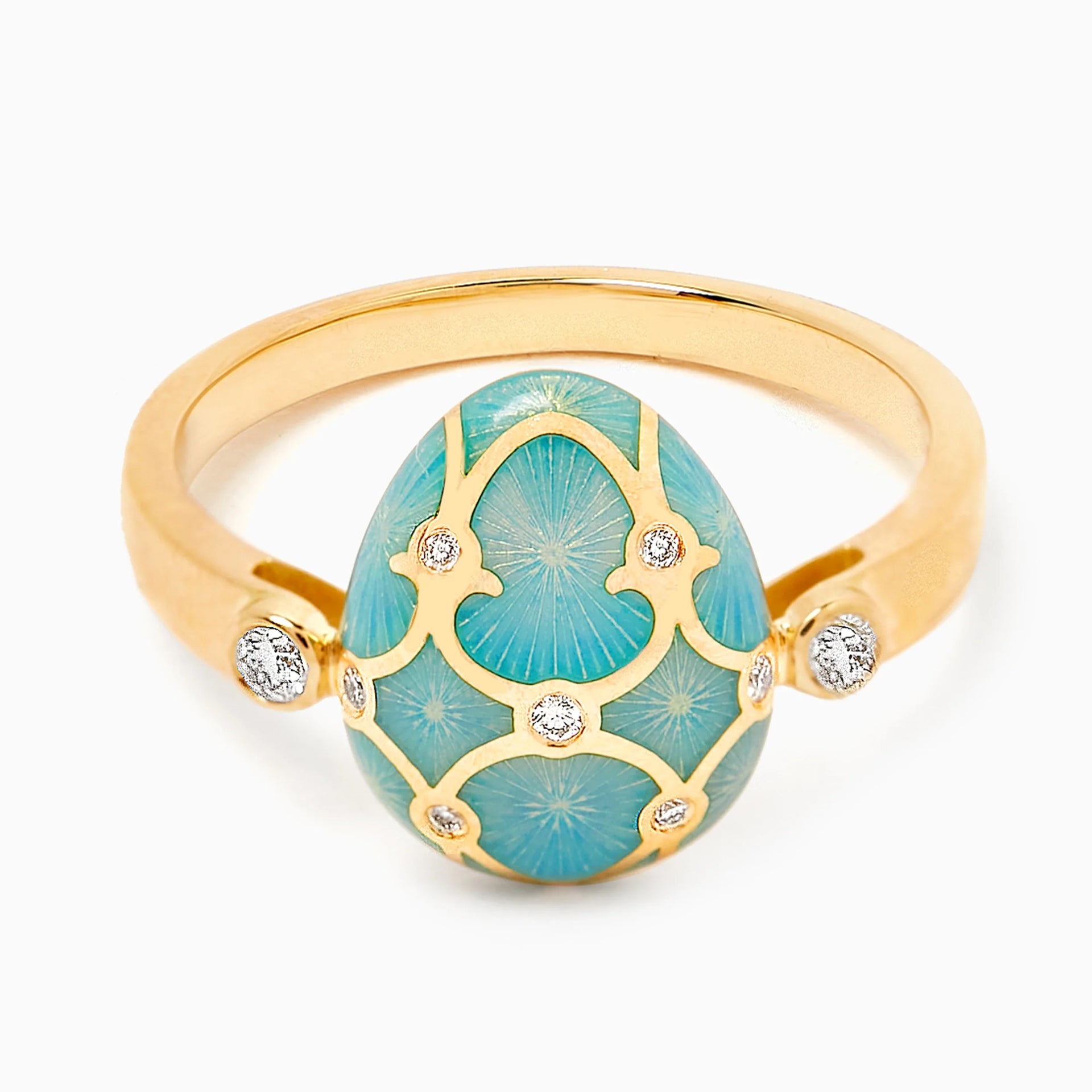 Guilloché Enamel Egg Ring