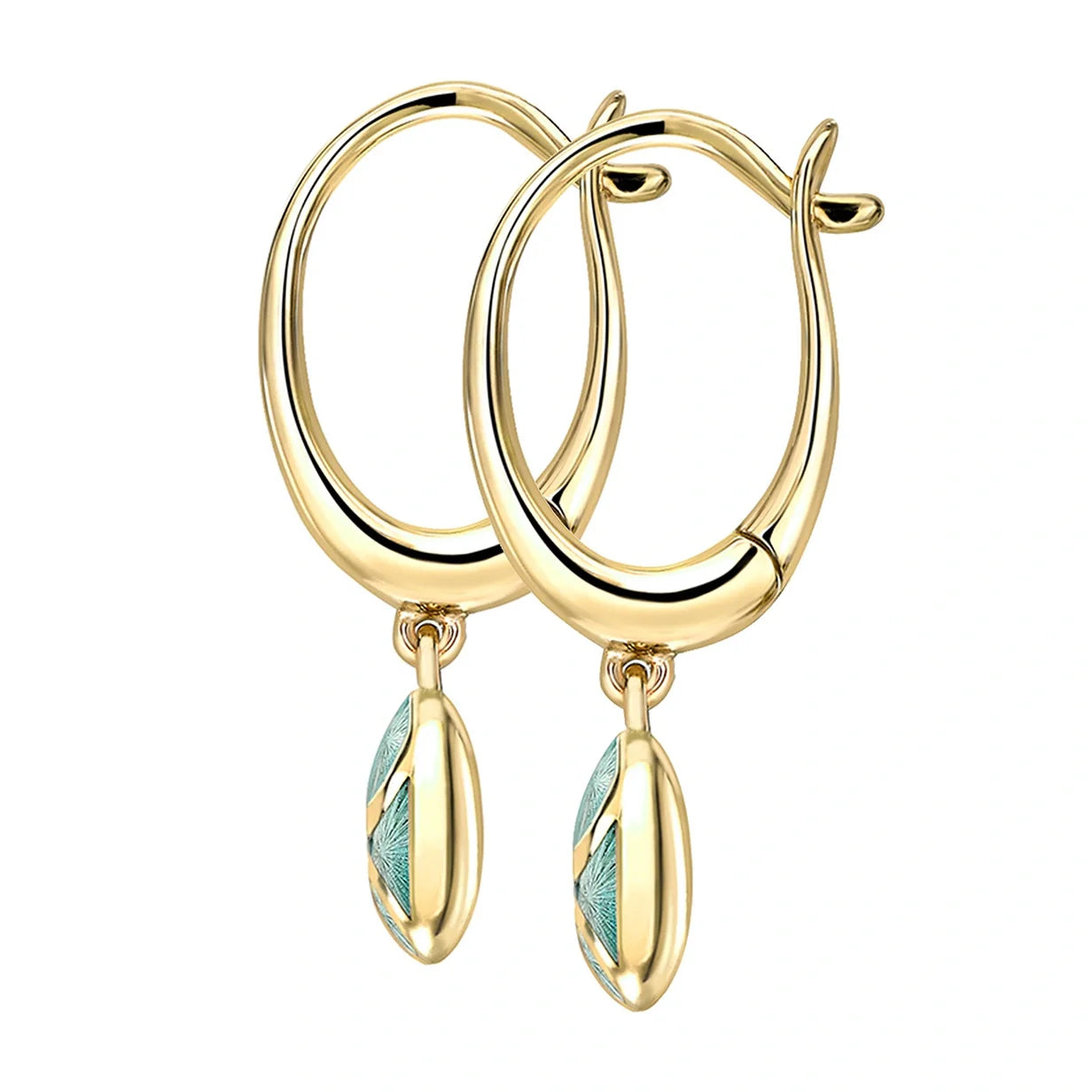 Guilloché Enamel Hoop Egg Drop Earrings