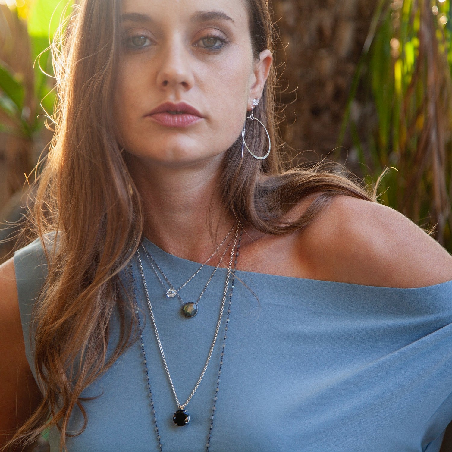 Flat Hoop Threader Earrings - Sterling Silver