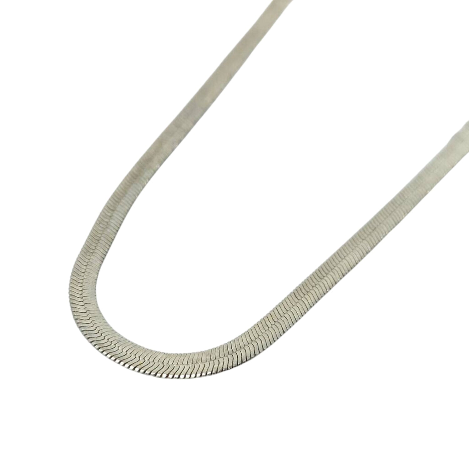 Herringbone Silver Flat Snake Chain Women's Necklace