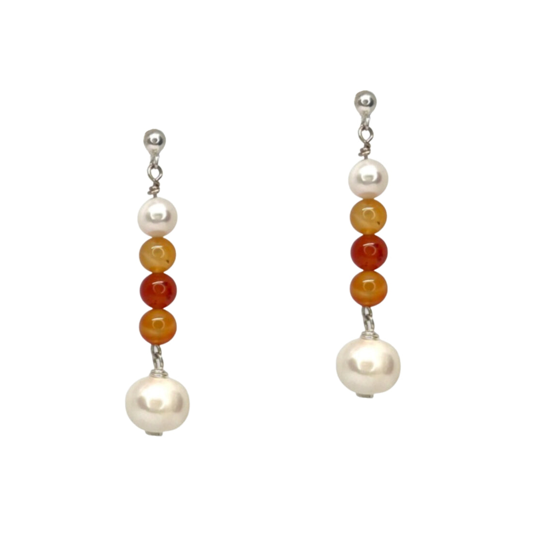 Hestia Carnelian Pearl Drop Earrings