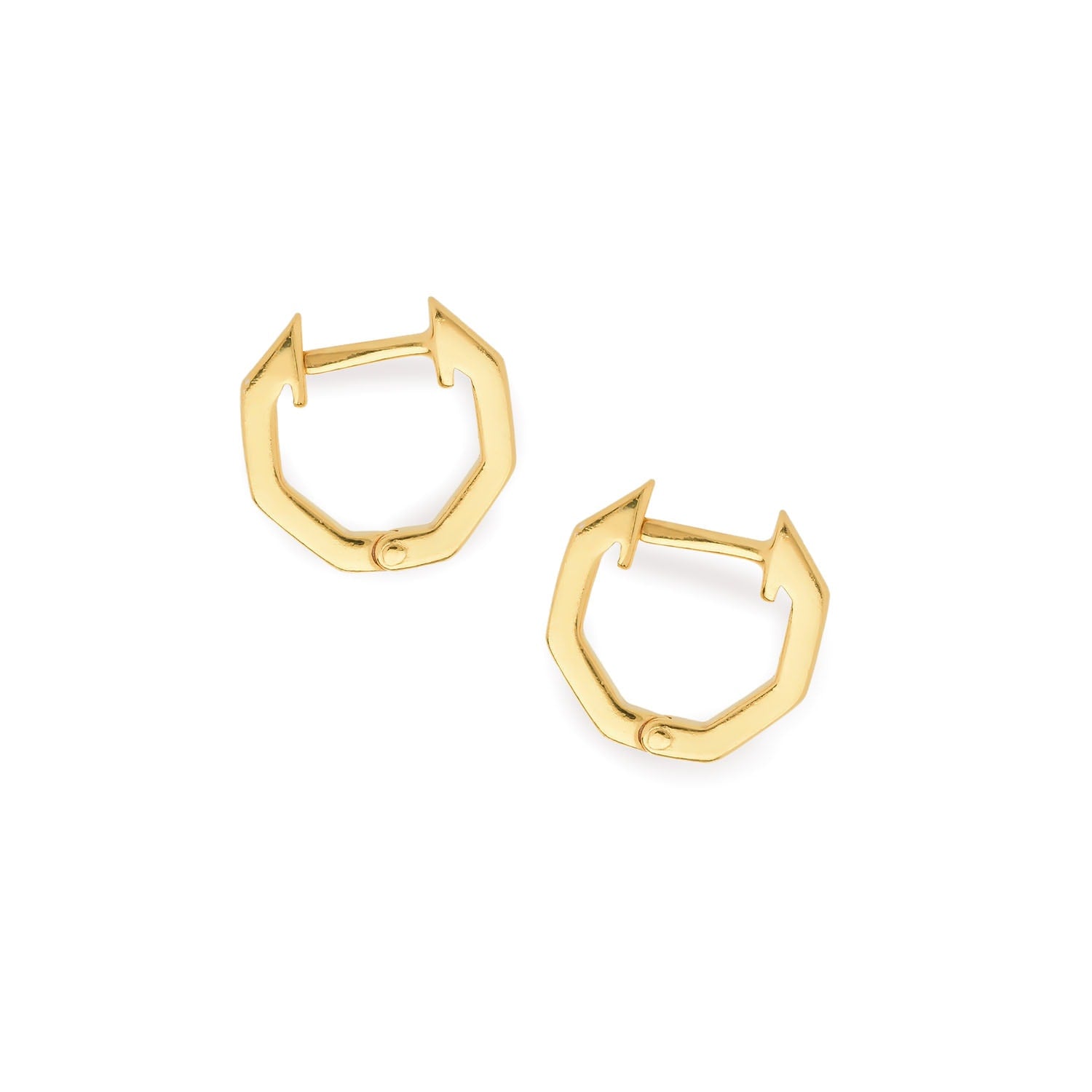 Hex Huggie Earrings Gold Plated Sterling Silver