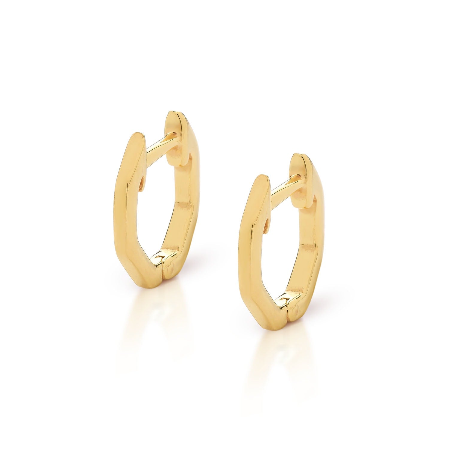 Hex Huggie Earrings Gold Plated Sterling Silver