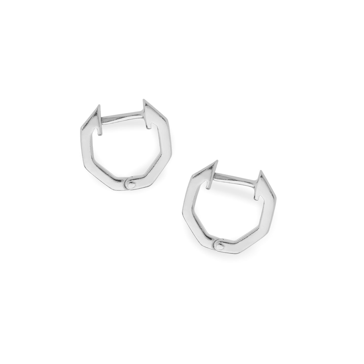 Hex Huggie Earrings Sterling Silver