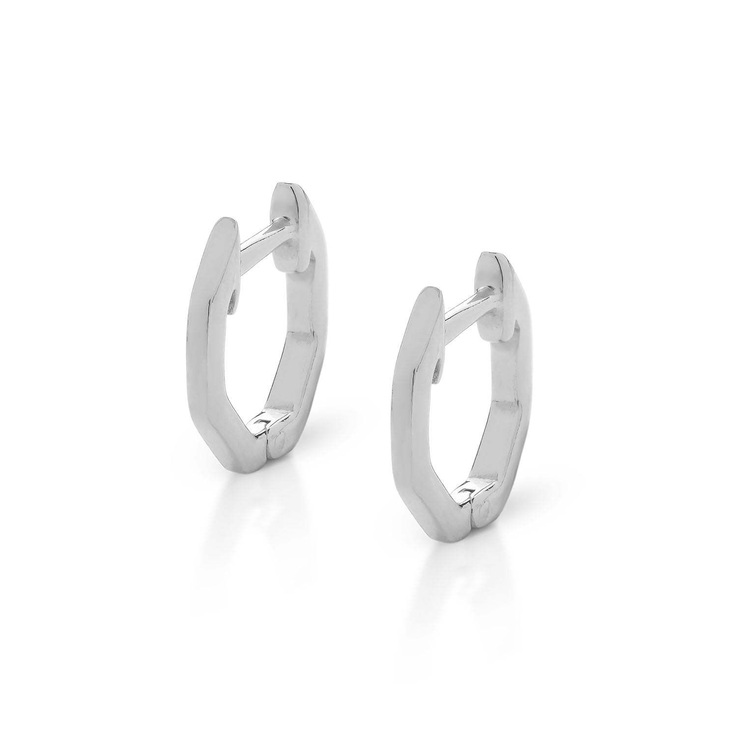 Hex Huggie Earrings Sterling Silver