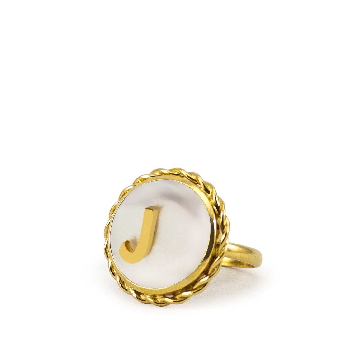 Moonglow Gold-Plated Initial J Pearl Ring