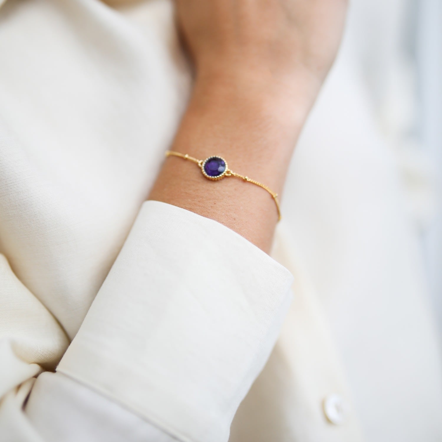 Barcelona February Birthstone Bracelet - Gold, Pink & Purple