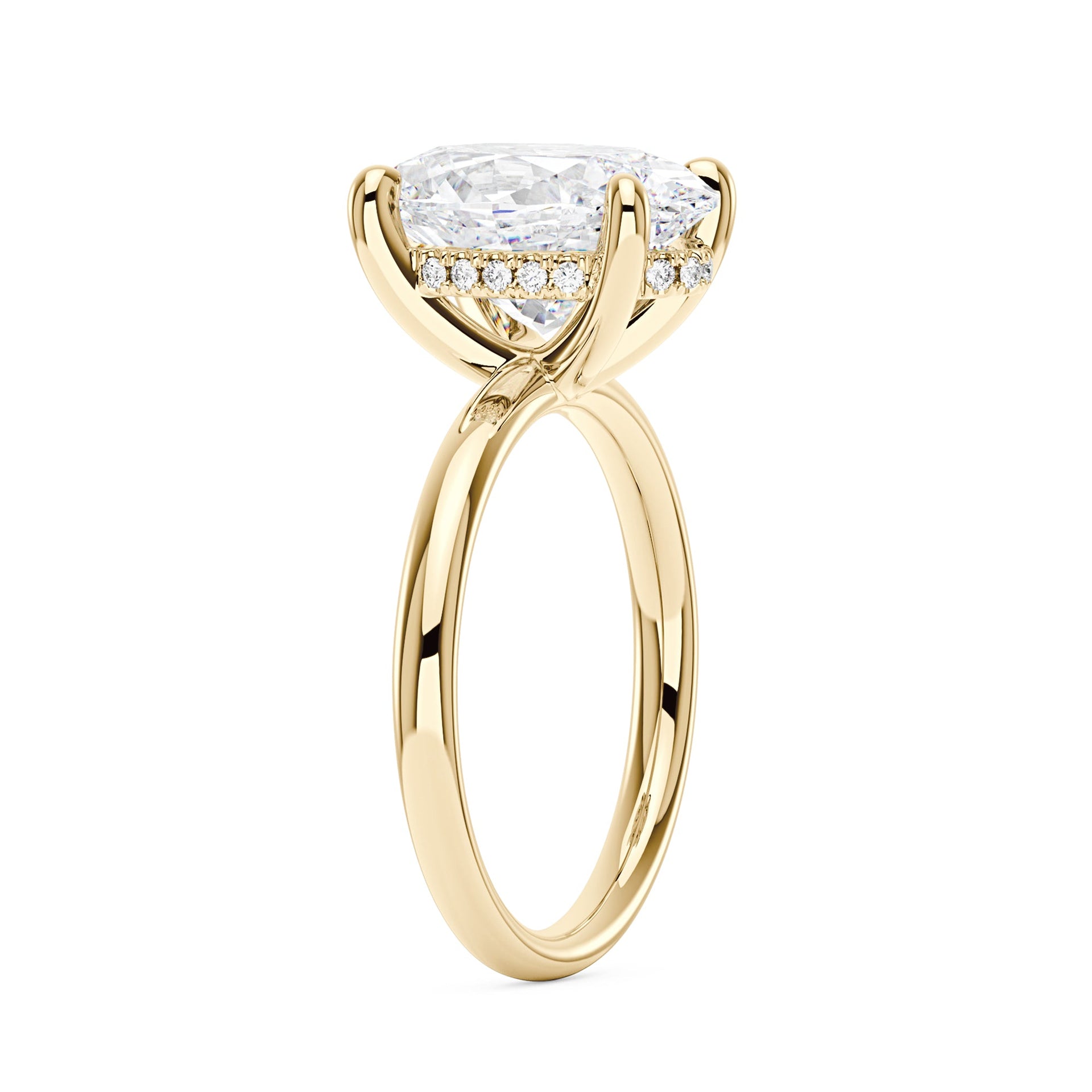 4 Carat Hidden Halo Crushed Oval Moissanite Engagement Ring