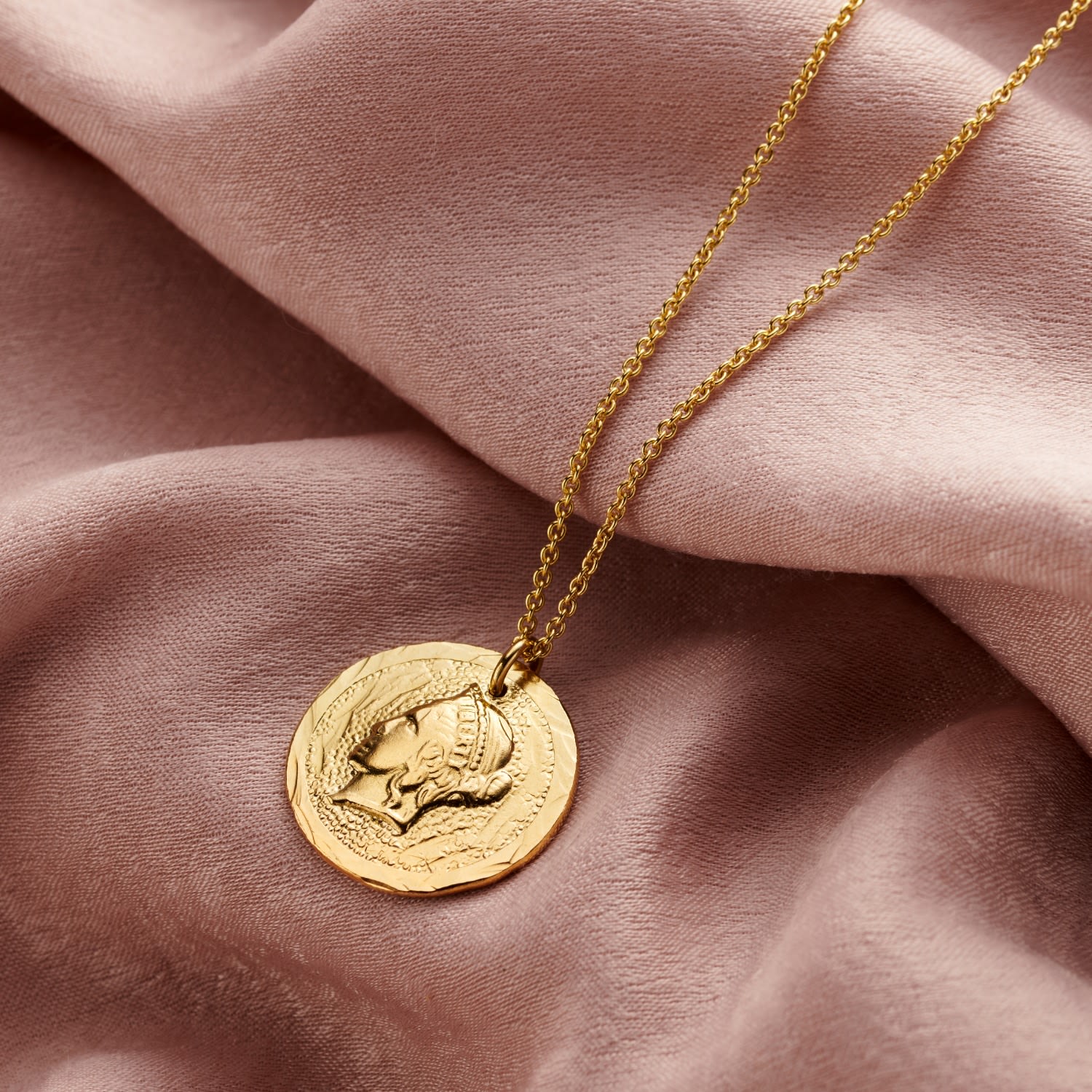 Yellow Gold Plated Roman Coin Necklace