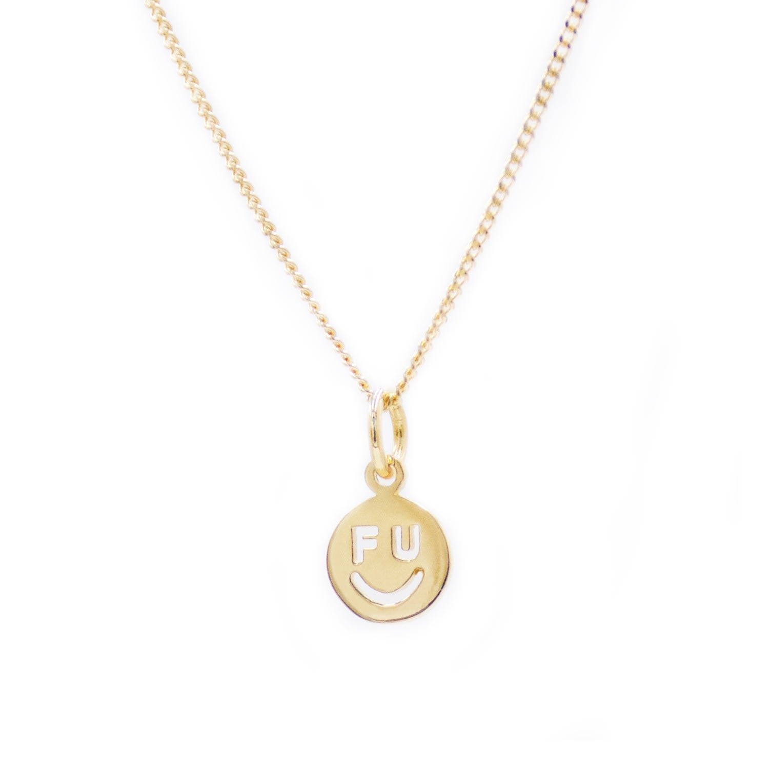 F U Happy Face Pendant Gold