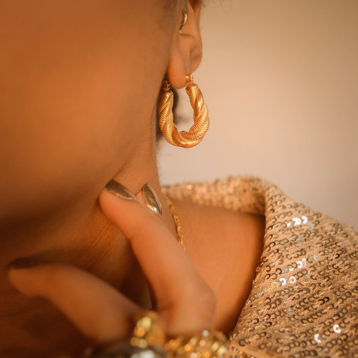 Gold Croissant Hoop Earrings