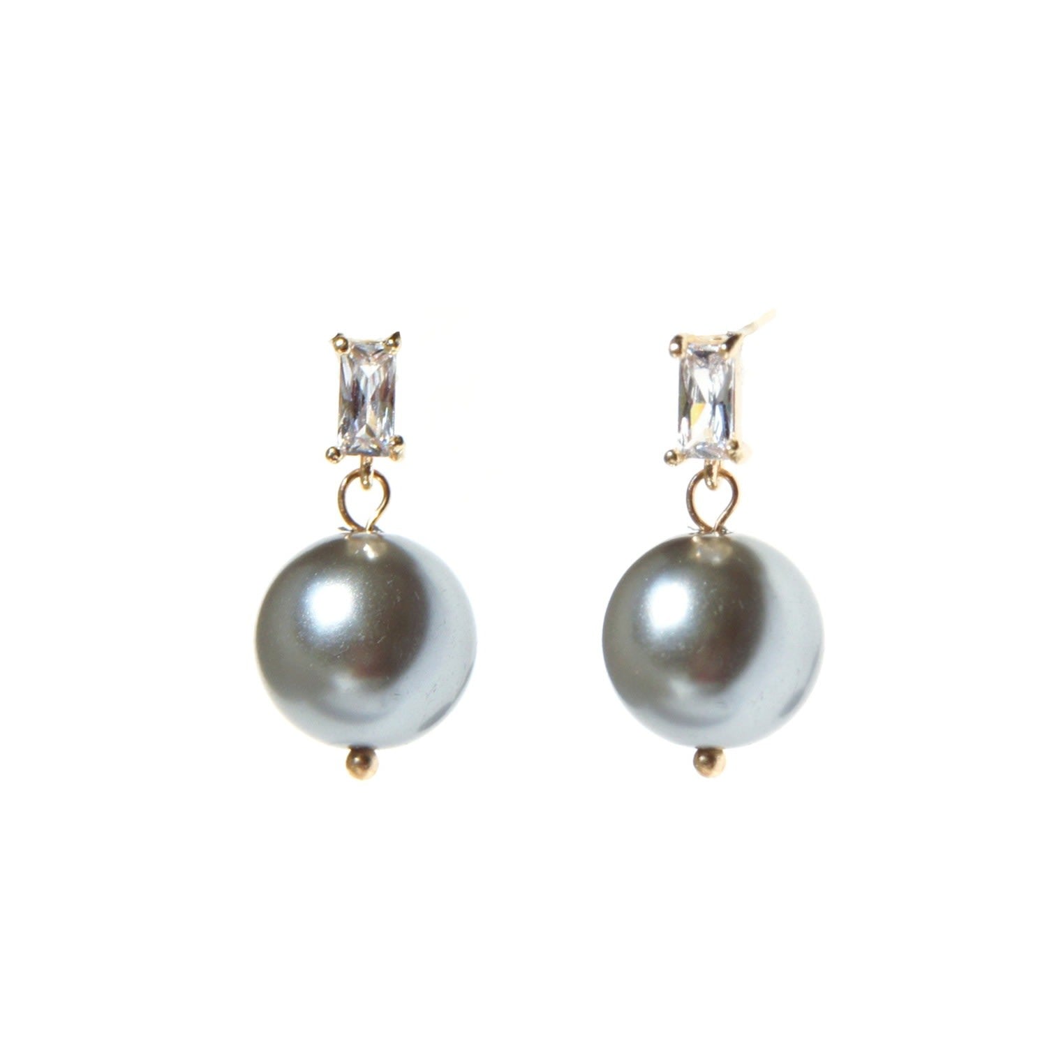 In My Orbit Crystal & Pearl Drop Earrings - Grey
