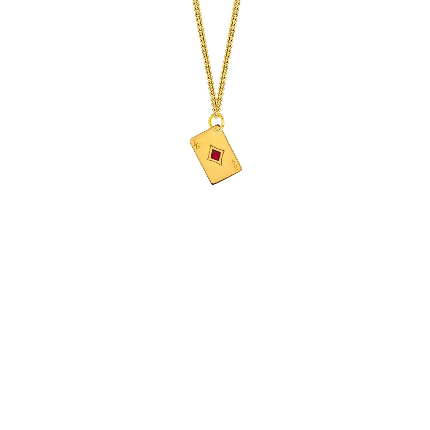 18Kt Gold-Plated & Red Enamel Ace Of Diamonds Mini Pendant