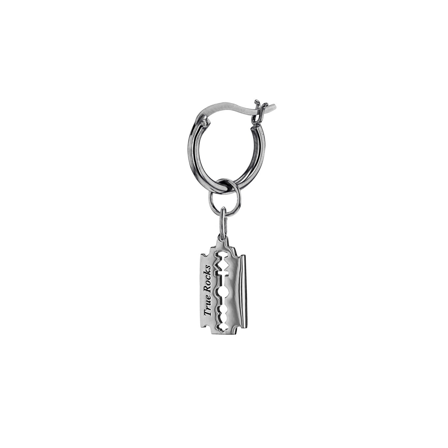 Mini Razor Blade Pendant Gun Metal Grey Sterling Silver
