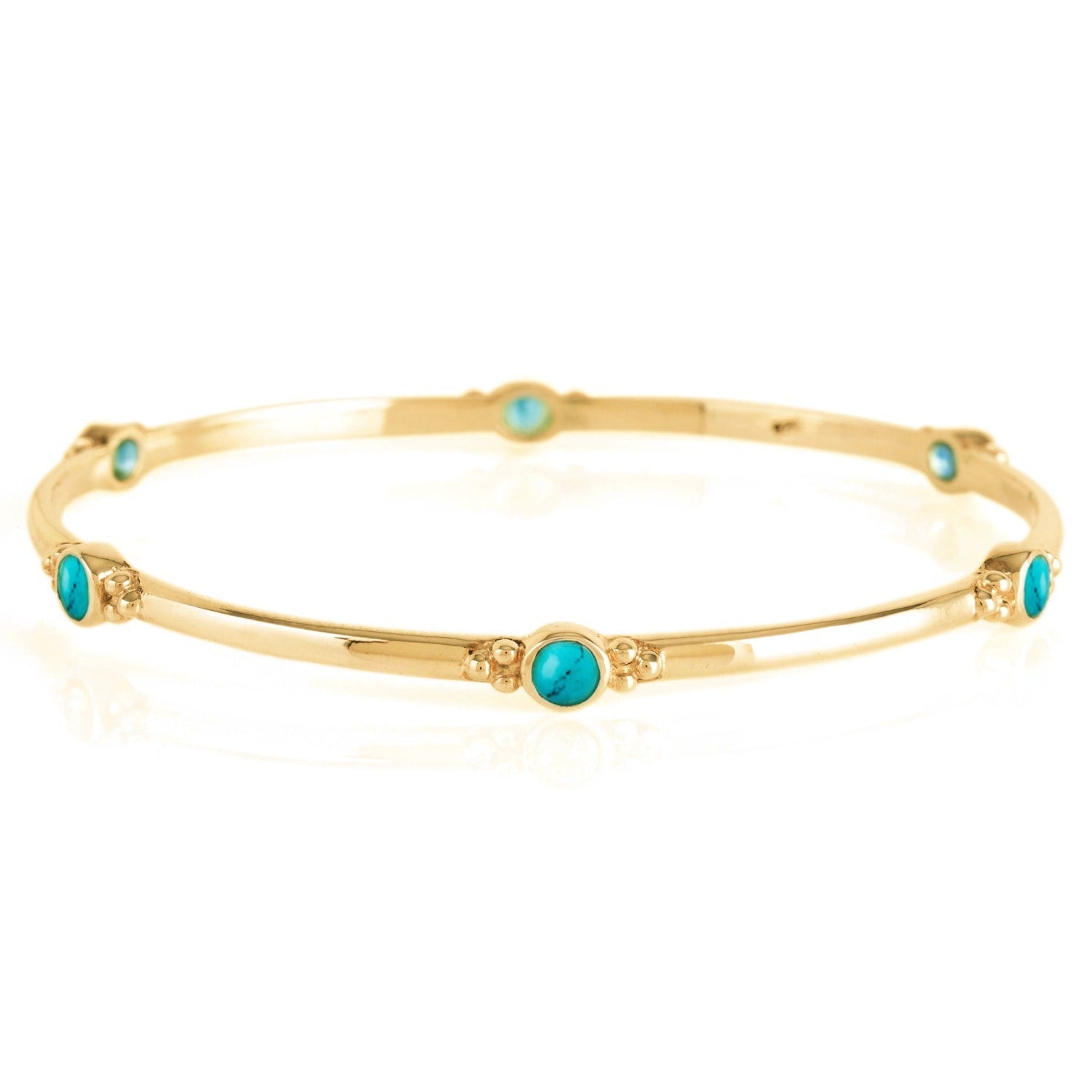Holi Jewel Gold Bangle - Turquoise