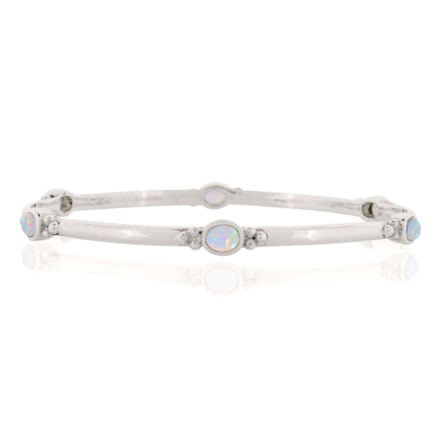 Holi Jewel Silver Bangle - Opal