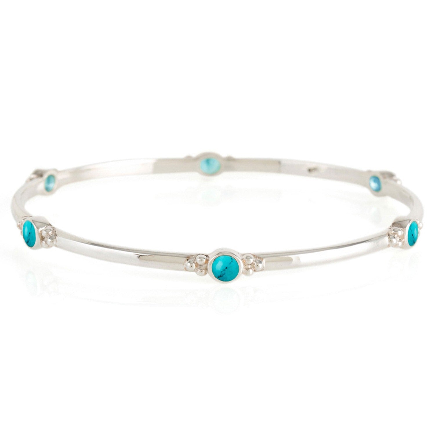 Holi Jewel Silver Bangle - Turquoise