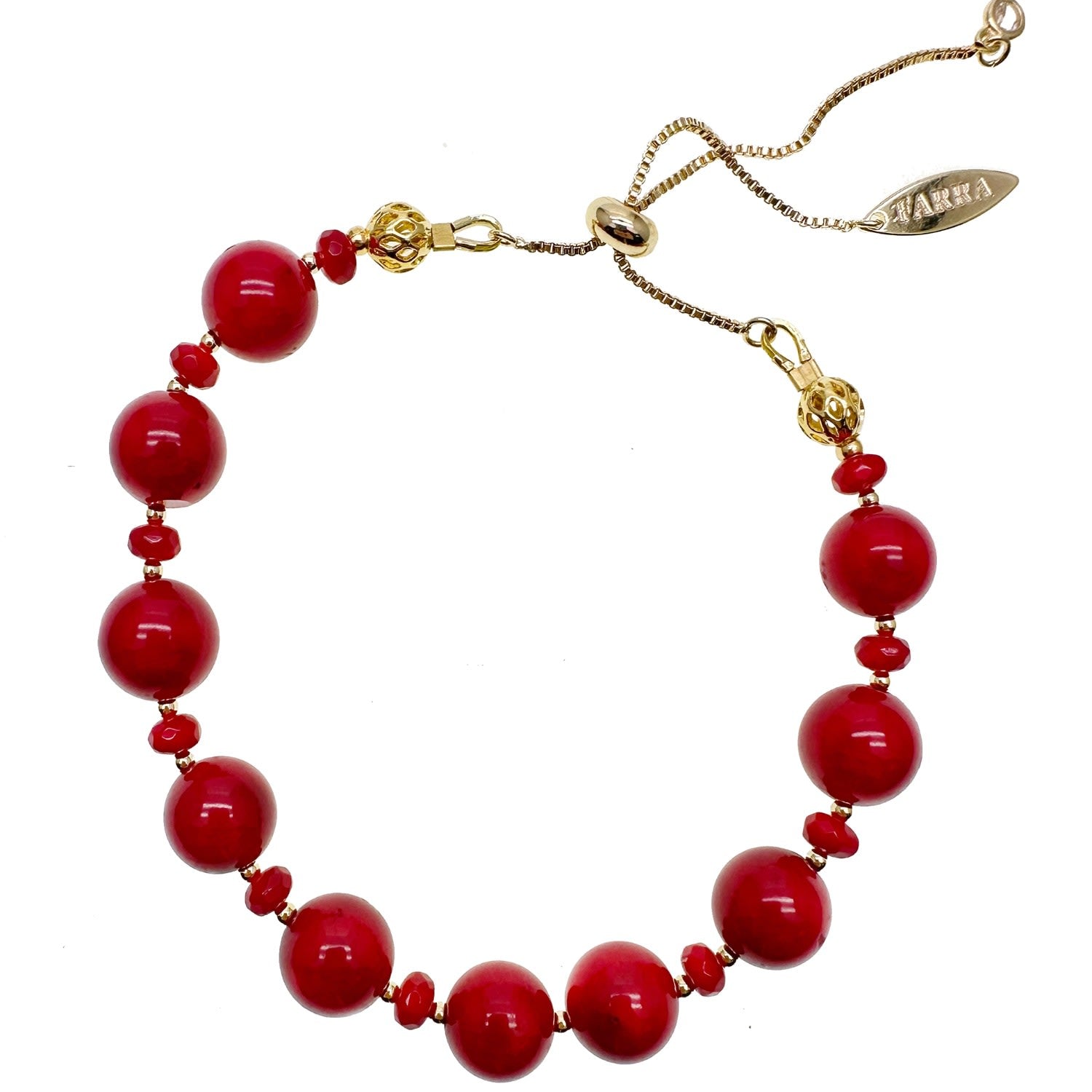 Holiday Gift Red Bamboo Coral Adjustable Bracelet