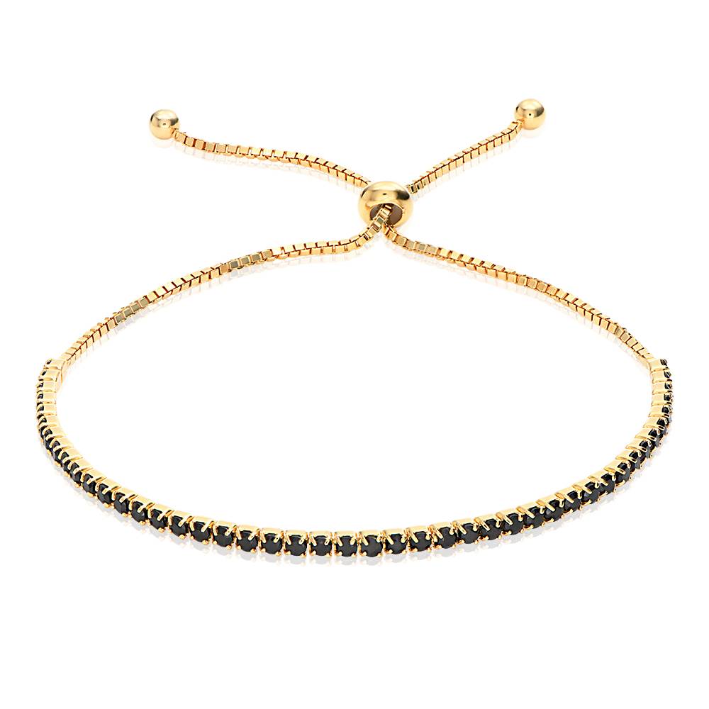 Holly Adjustable Tennis Bracelet with Black Cubic Zirconia in Gold Plating