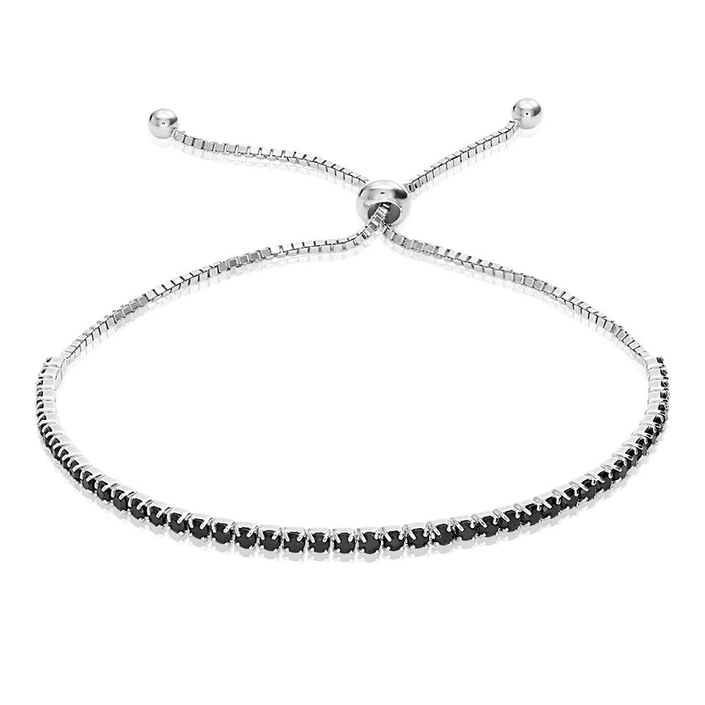 Holly Adjustable Tennis Bracelet with Black Cubic Zirconia in Silver