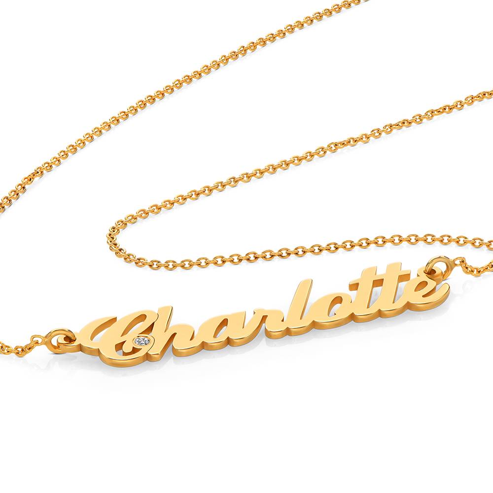 Small 18k Gold Vermeil Classic Name Necklace with Diamond