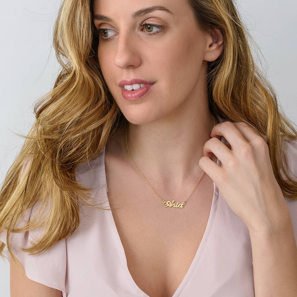 Hollywood Small Name Necklace with 0.02CT Diamond in Gold Plating