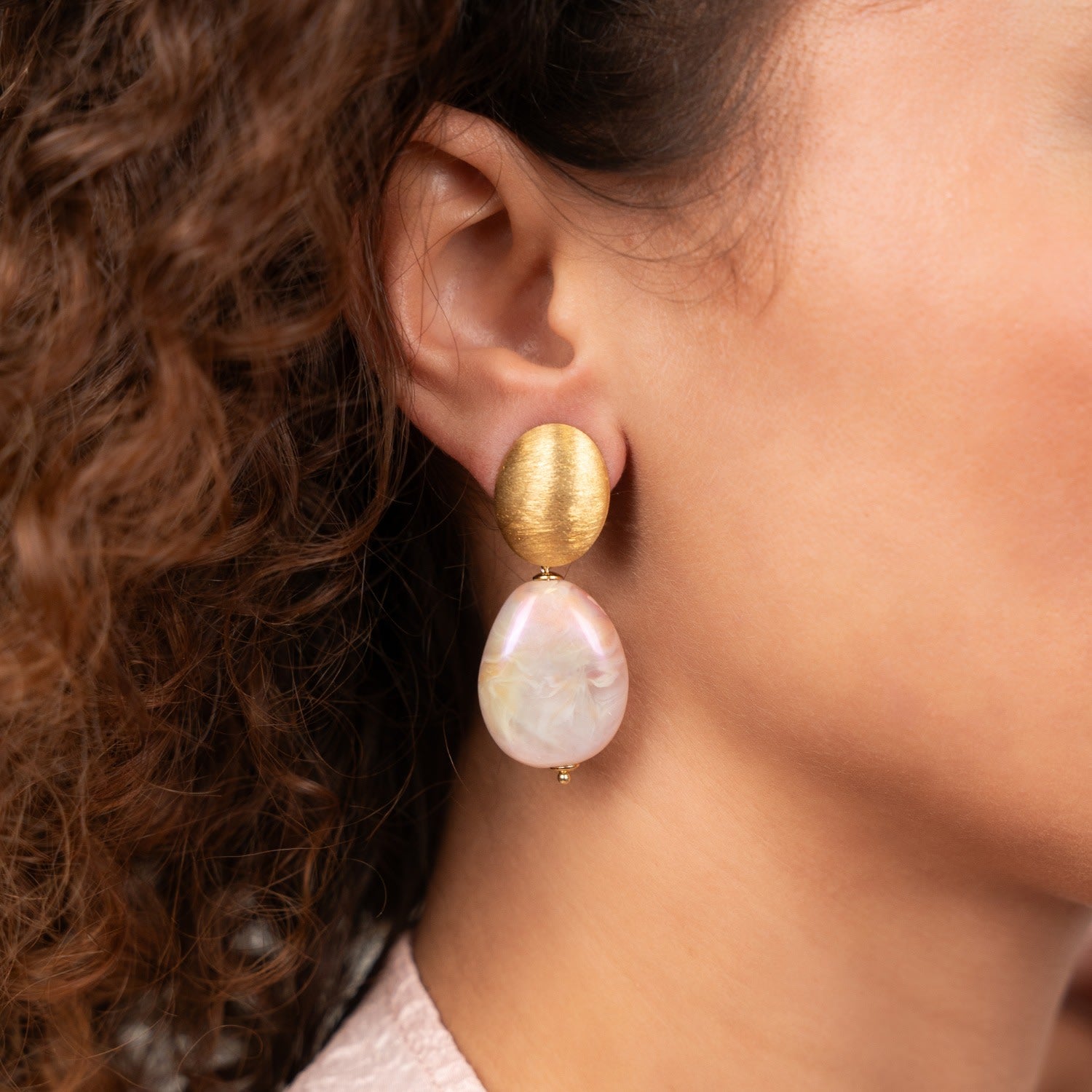 Holo Ivory Earrings Amber Squeezed Drop