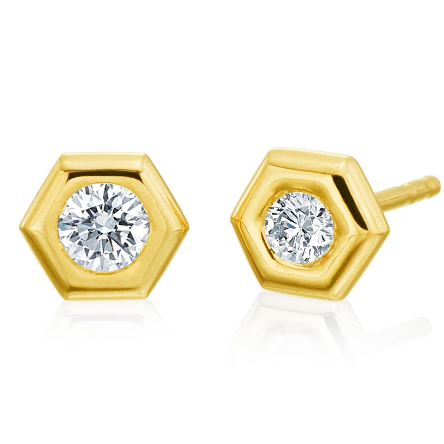 Honeycomb Diamond & Gold Medium Studs