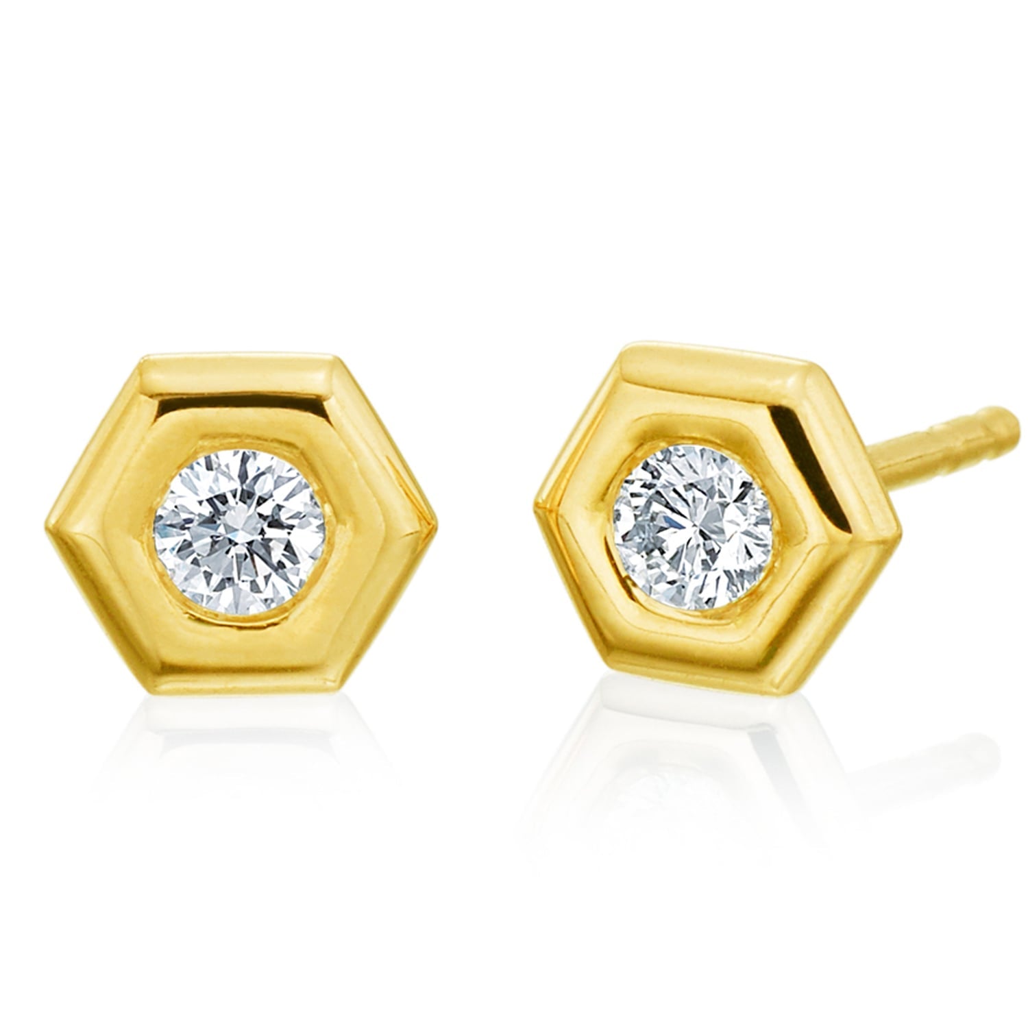 Honeycomb Diamond & Gold Small Studs