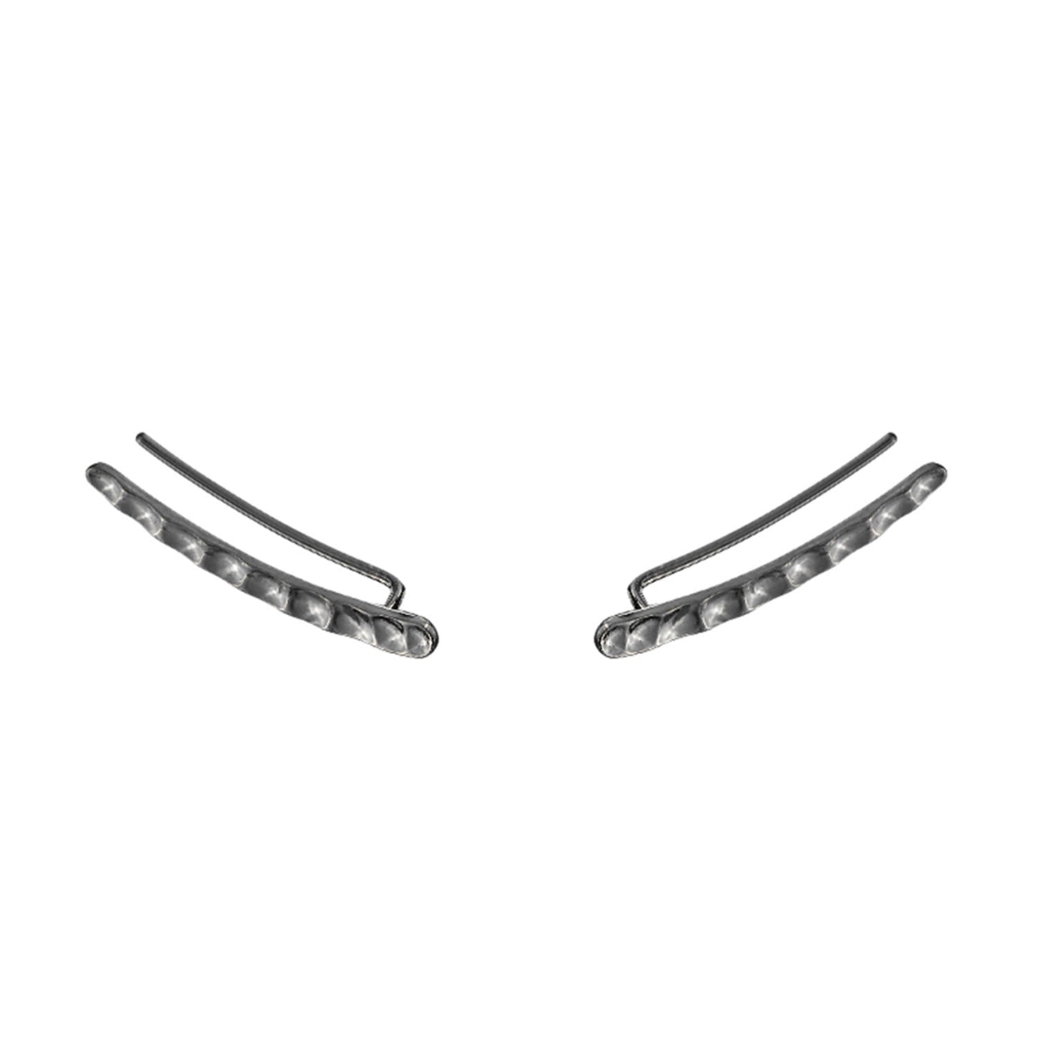 Honeycomb Ear Climber In Premium Black Rhodium