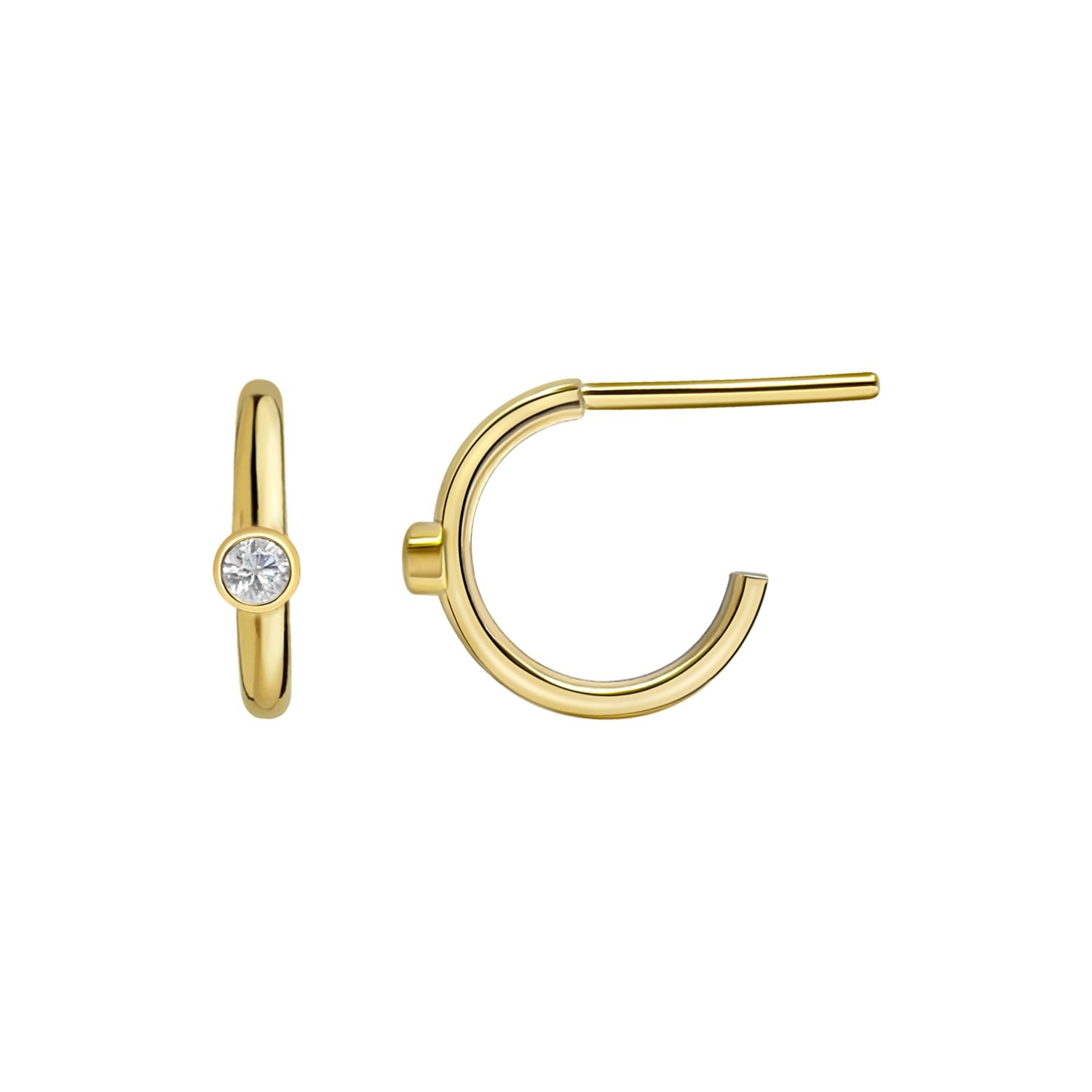 White Sapphire Gold Hoops