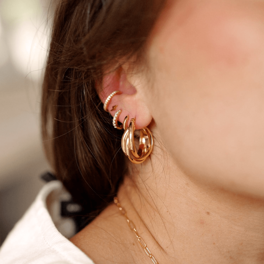 Interlocking Hoop Earrings - Gold