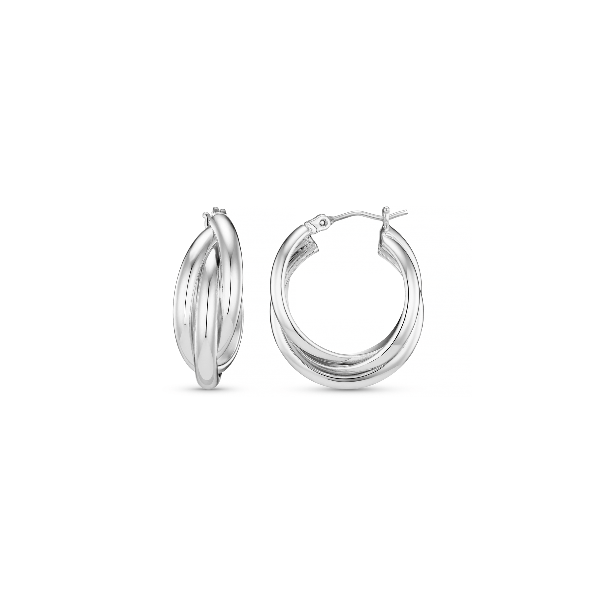Interlocking Hoop Earrings - Silver