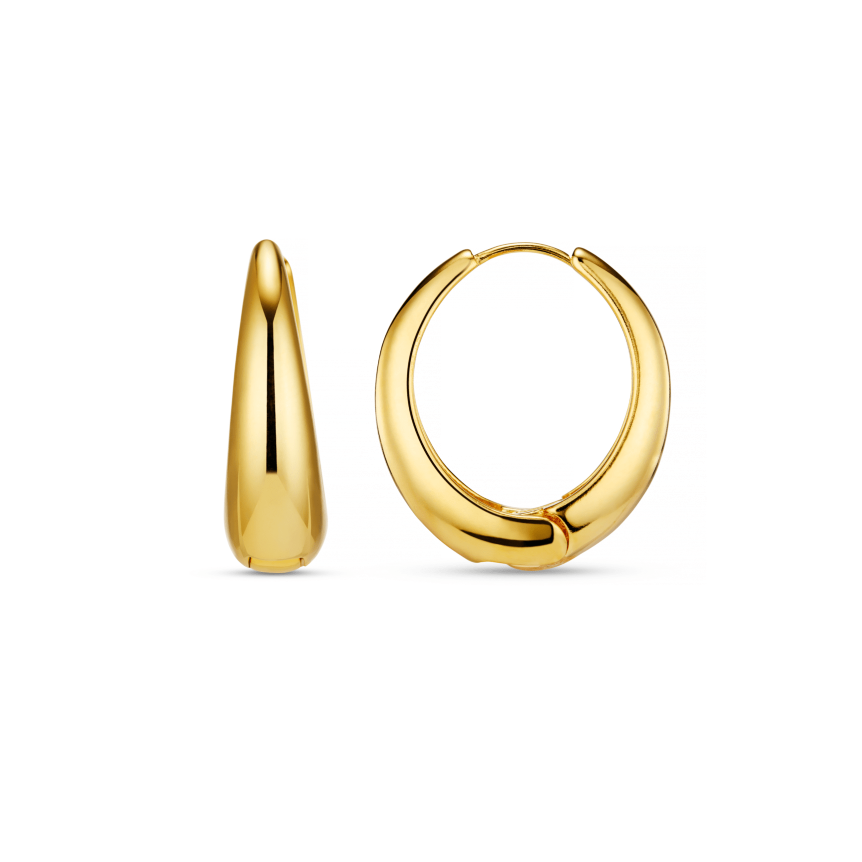Large Tapered Hoop Earrings - Gold