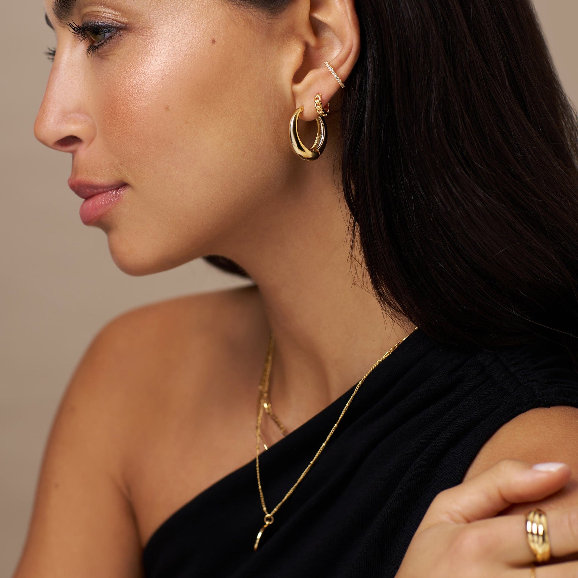 Large Tapered Hoop Earrings - Gold