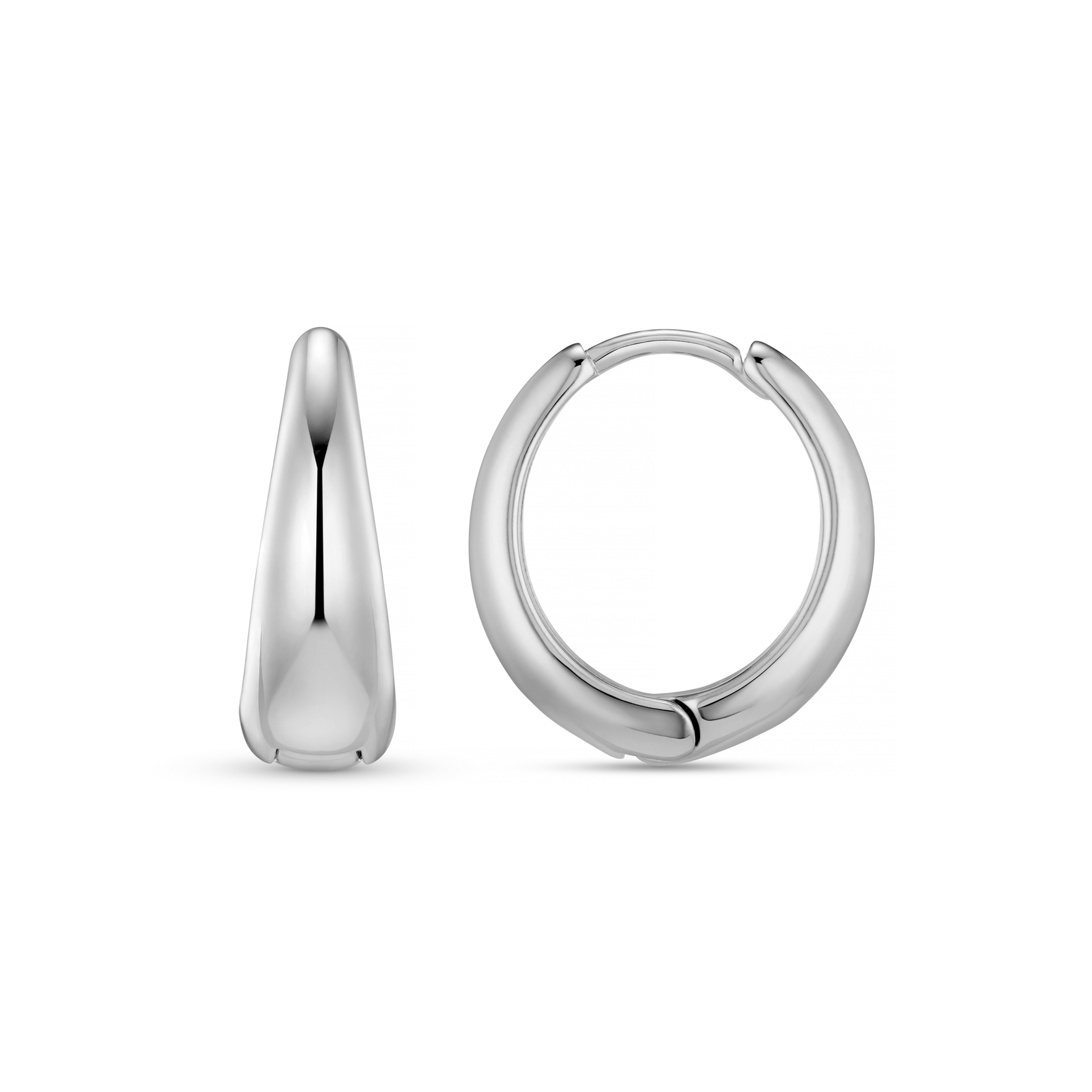 Large Tapered Hoop Earrings - Silver