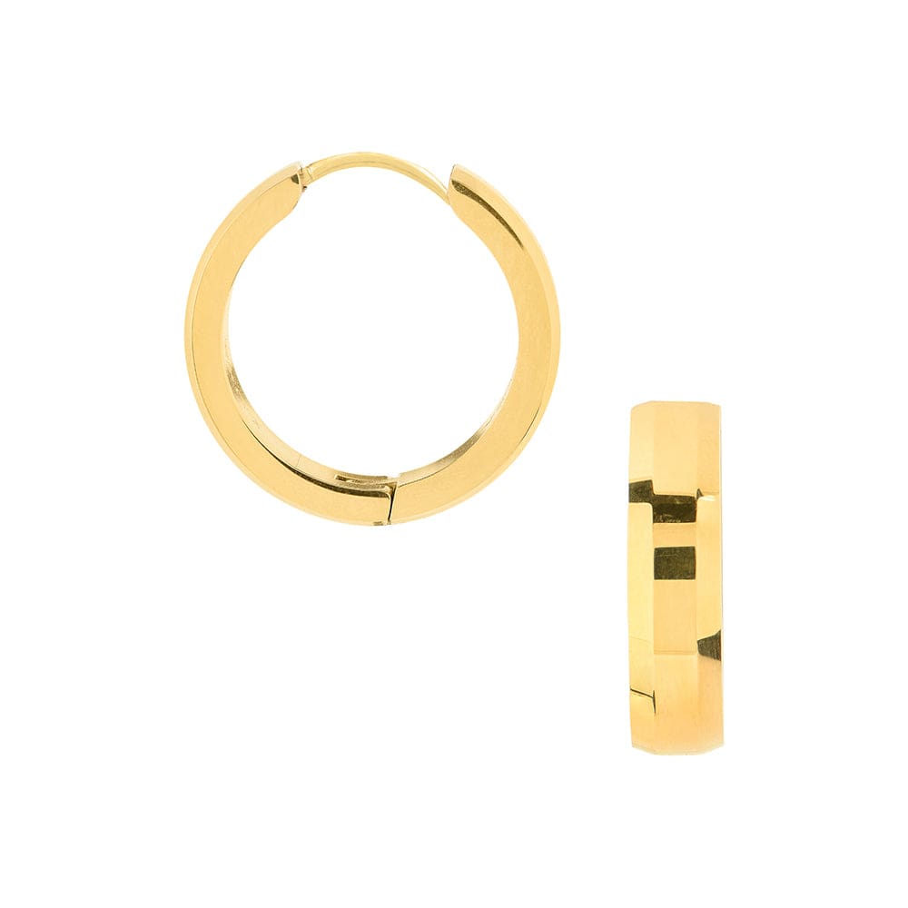 LUXE Bevelled Edge Mid-Sized Hoop Earrings - Gold