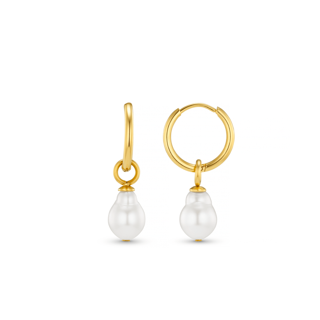 LUXE Pearl Drop Hoop Earrings