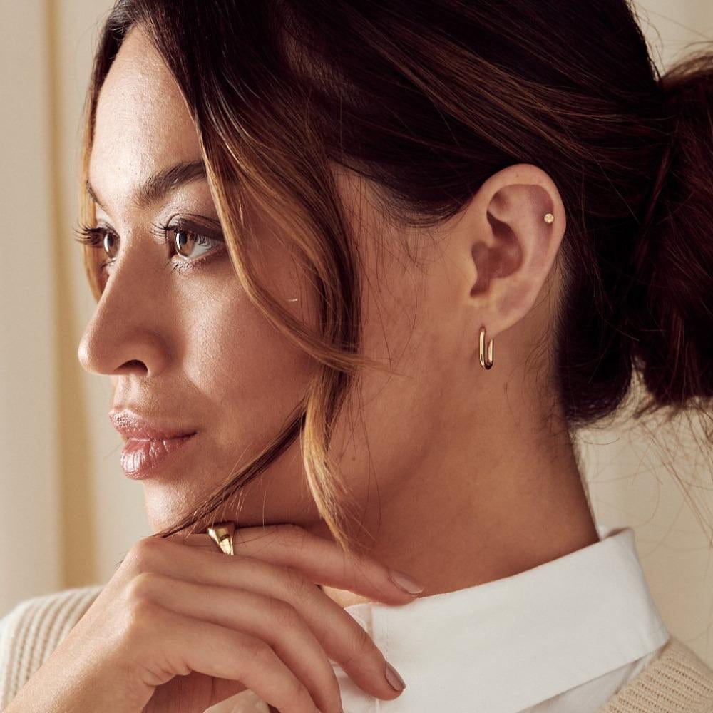 Mini Oval Hoop Earrings - Gold