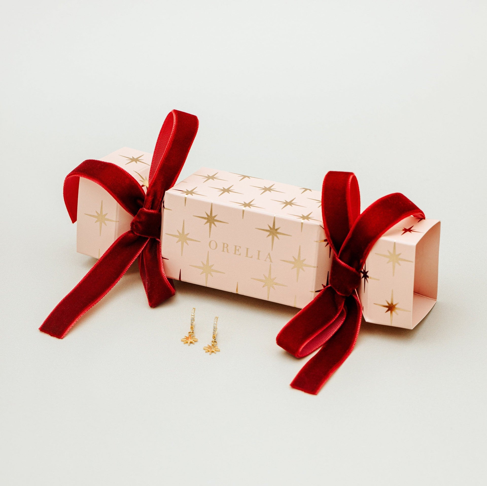 Starburst Cracker with Micro Pave Starburst Hoop Earrings - Gold