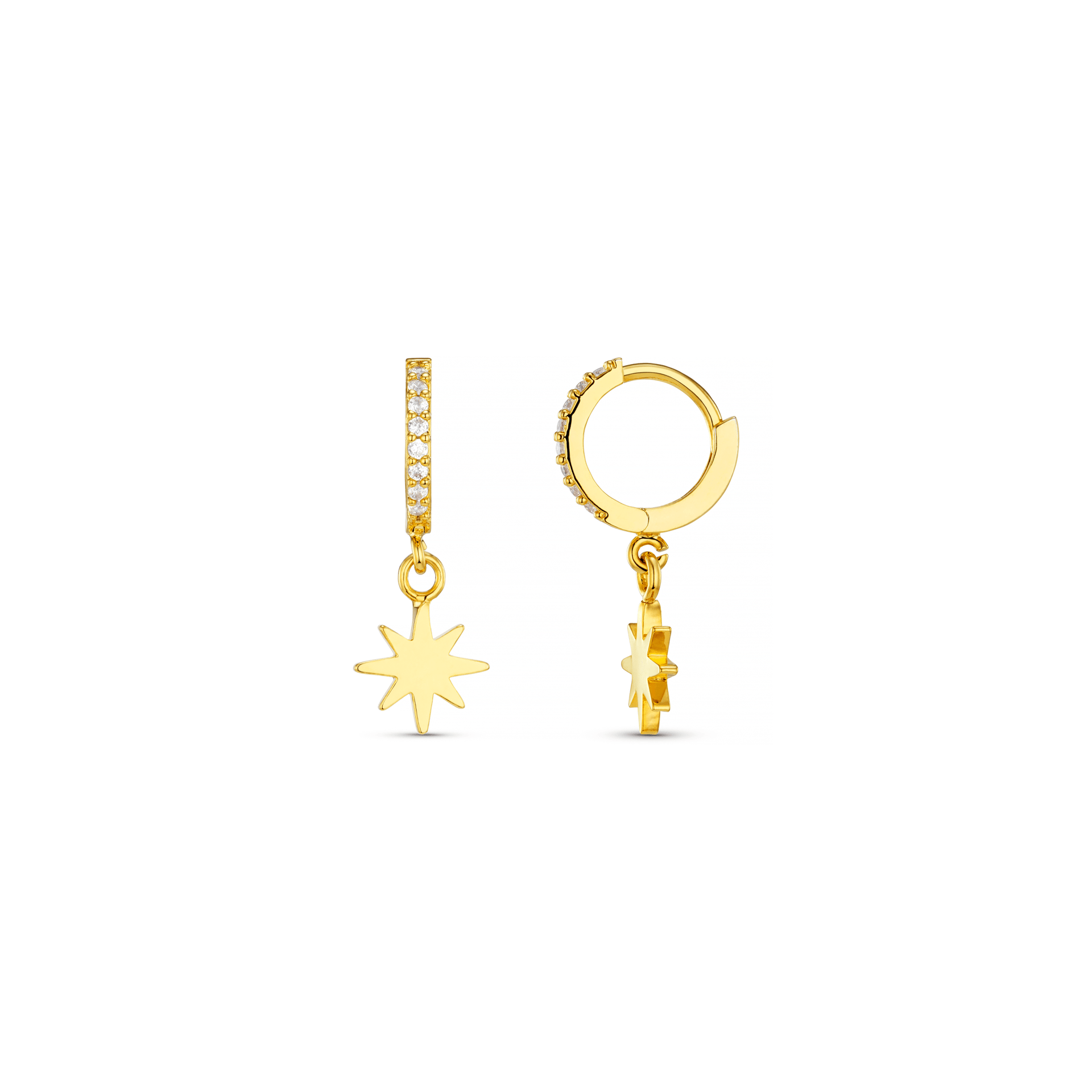 Starburst Cracker with Micro Pave Starburst Hoop Earrings - Gold