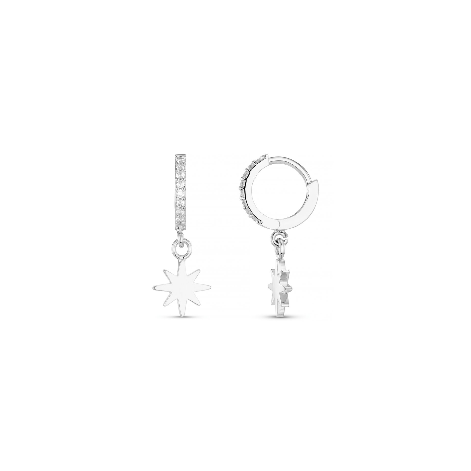 Starburst Cracker with Micro Pave Starburst Hoop Earrings - Silver