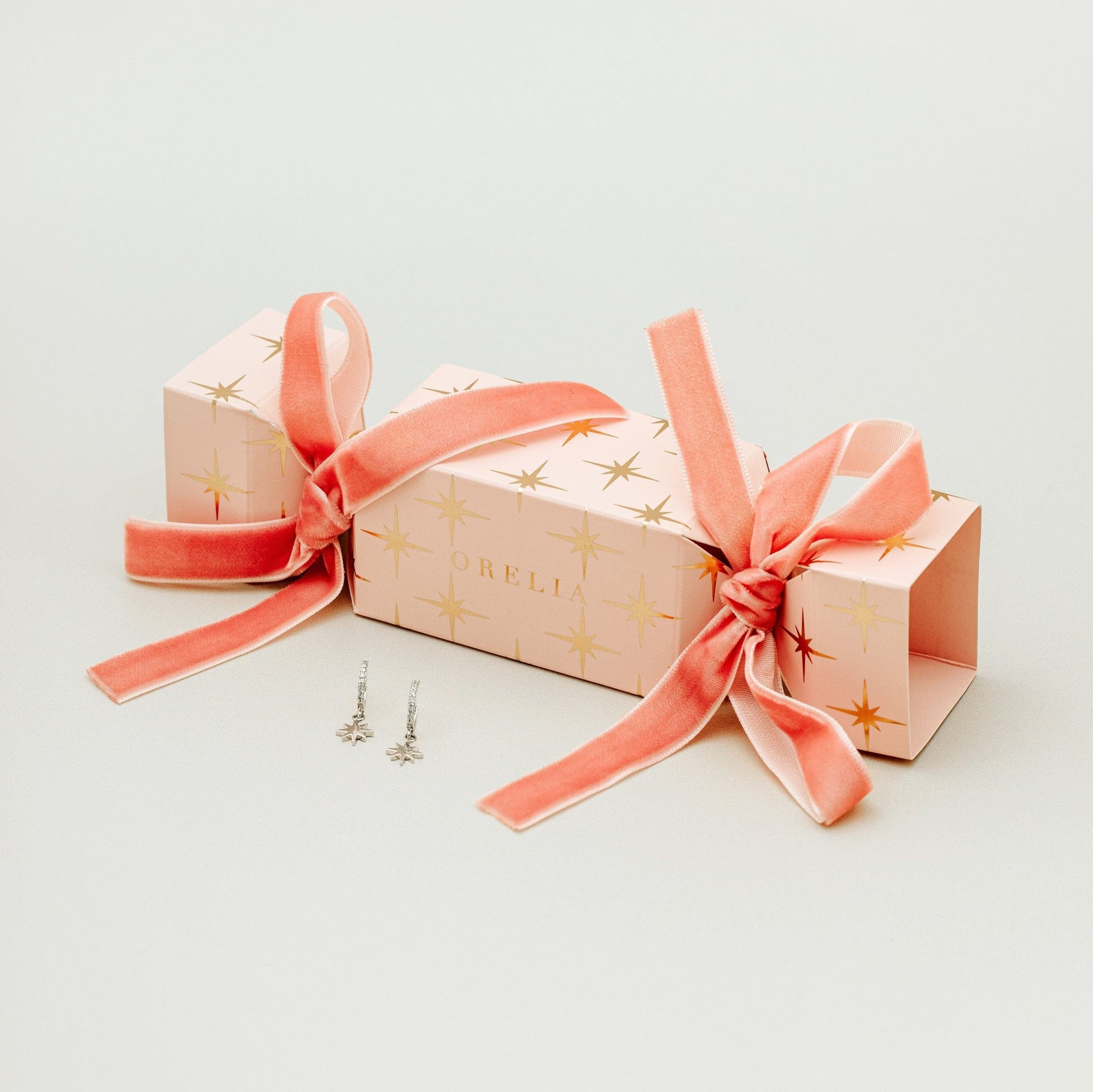 Starburst Cracker with Micro Pave Starburst Hoop Earrings - Silver