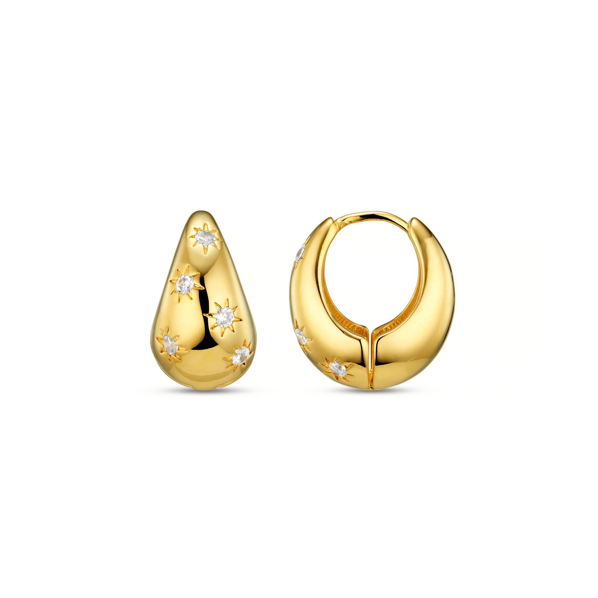 Tapered Crystal Starburst Hoop Earrings