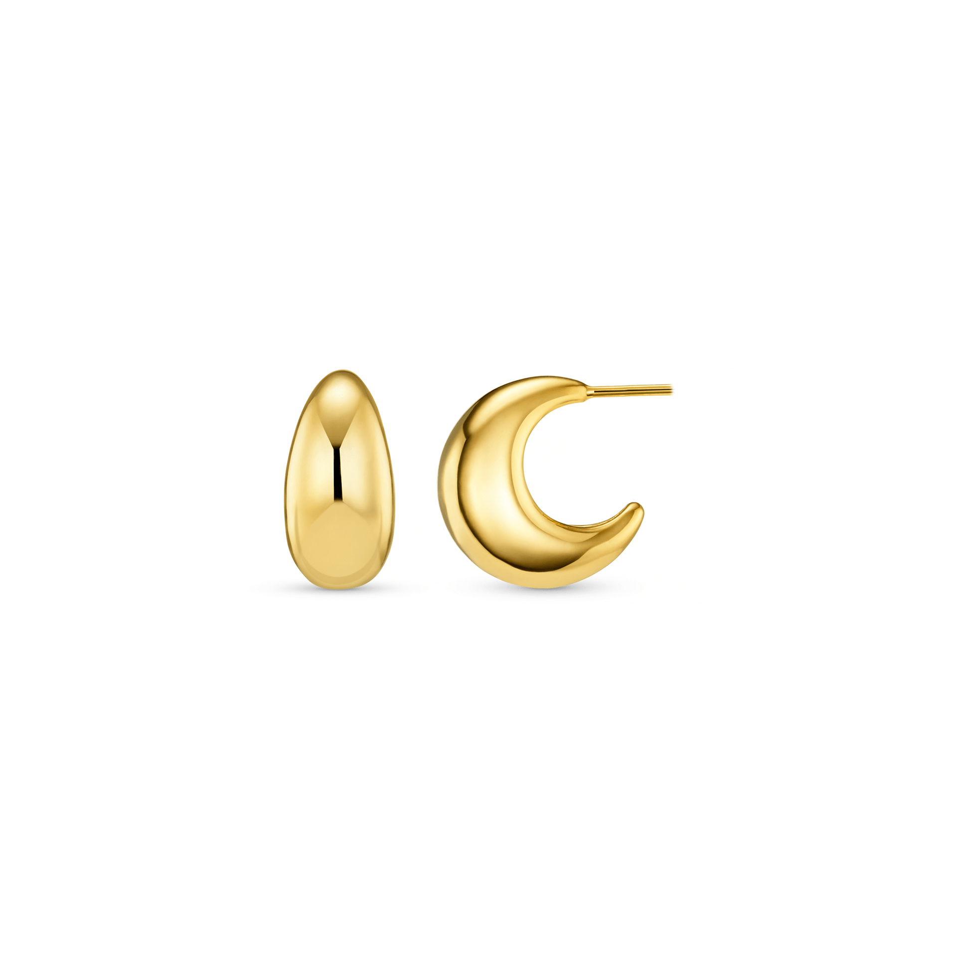 Tapered Domed Hoop Earrings - Gold