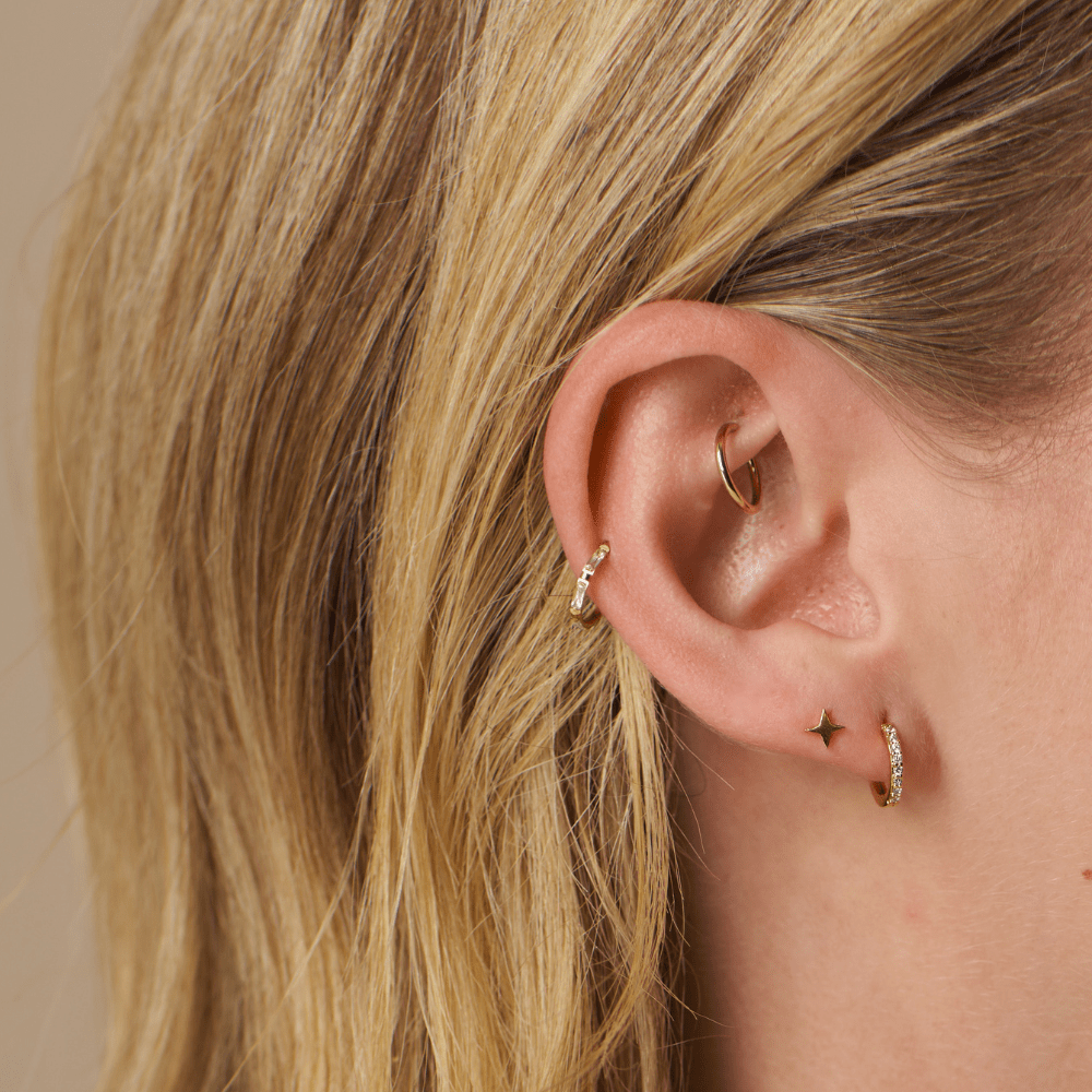 Fine Baguette Clicker Hoop Earring