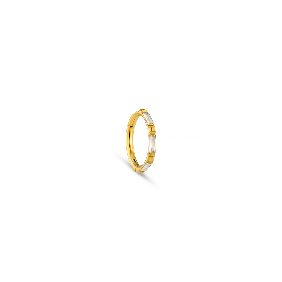 Fine Baguette Clicker Hoop Earring