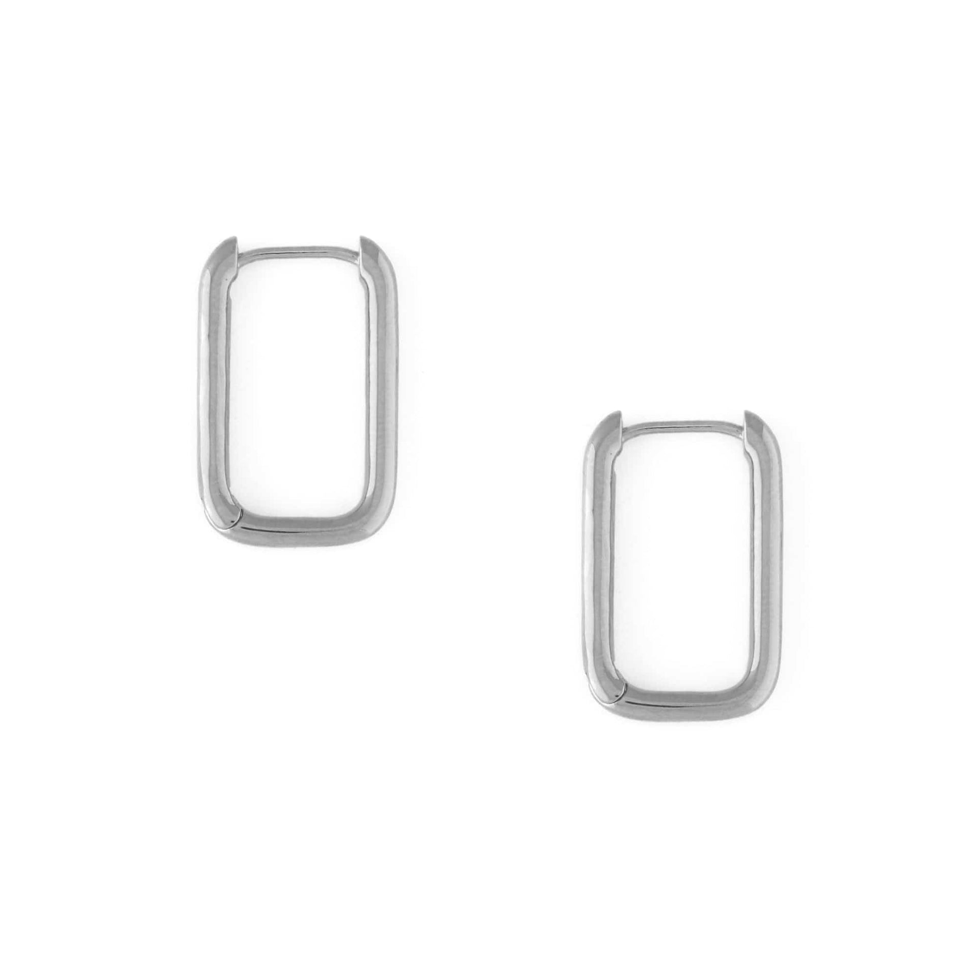Squoval Hoop Earrings - Silver